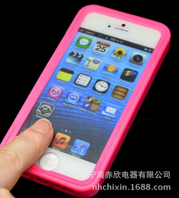 【Iphone5軟皮手機殼 5S透明觸屏保護套 蘋果5手機殼手機配件批發】價格,廠家,圖片,手機保護套/保護殼,寧海赤欣電器-
